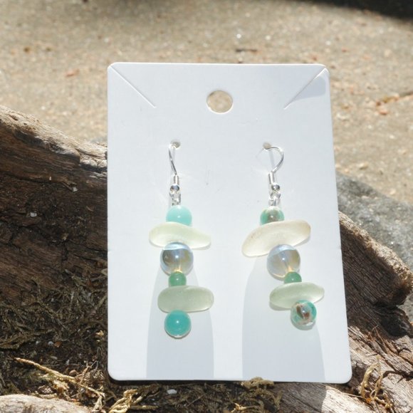Ocean Tumbled Sea Glass Earrings - Picture 3 of 4